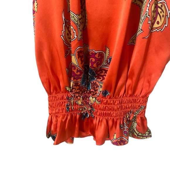 Vintage Cache Paisley Halter Sleeveless Peplum Top Orange - Picture 8 of 8